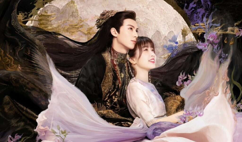 Imagem dos protagonistas da série chinesa love between fary and devil, se abraçando em um momento feliz.